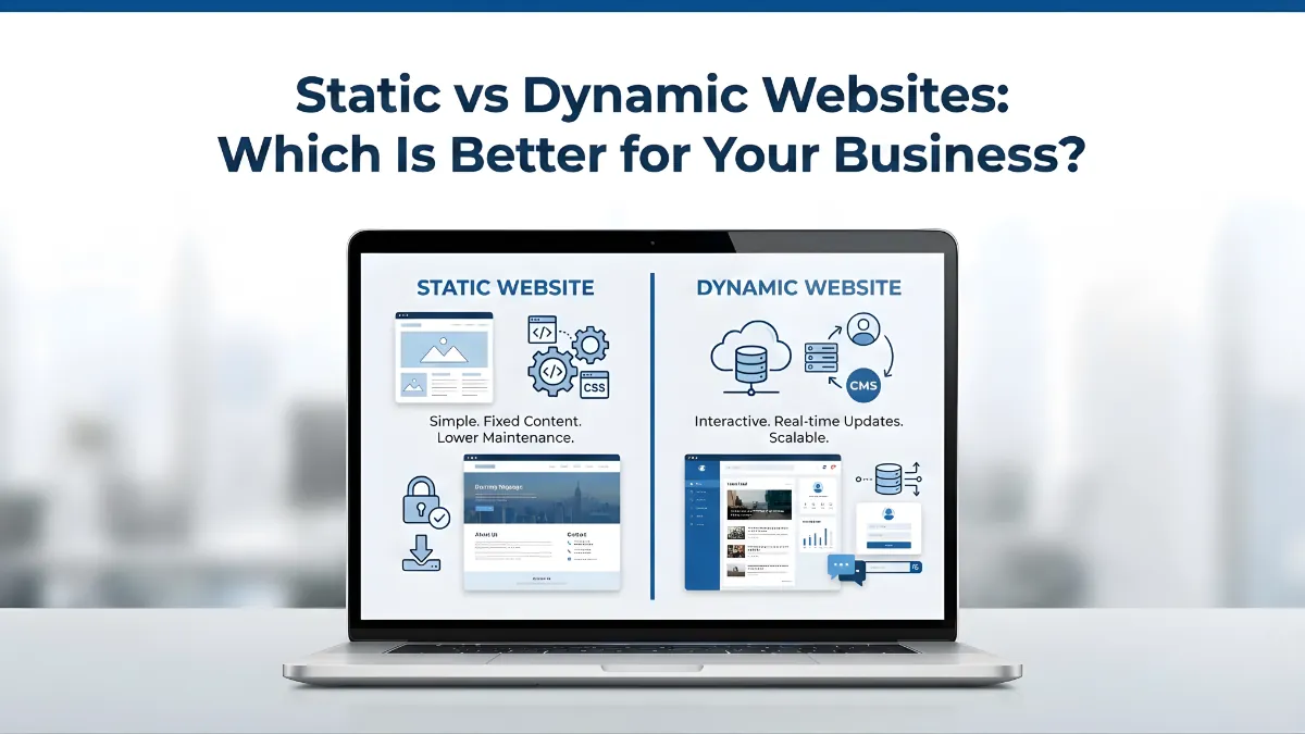 Static vs dynamic websites comparison by a web development company in Ahmedabad to help businesses choose the right website type