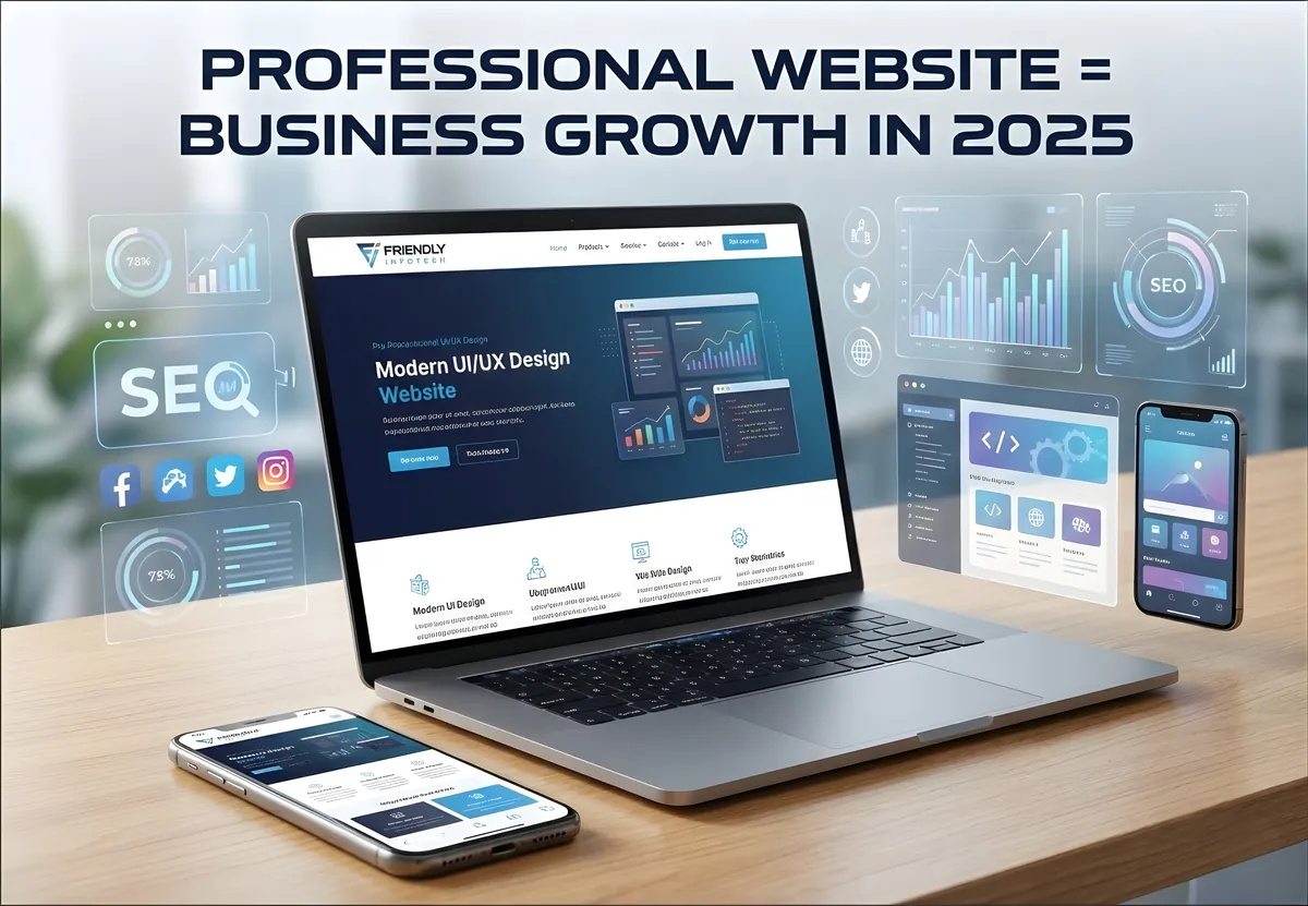 Professional website and digital workspace by Friendly Infotech, web development company in Ahmedabad.
