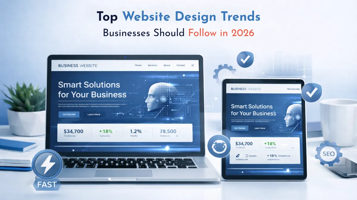 Top website design trends for businesses in 2026 focusing on modern UI UX and responsive web design