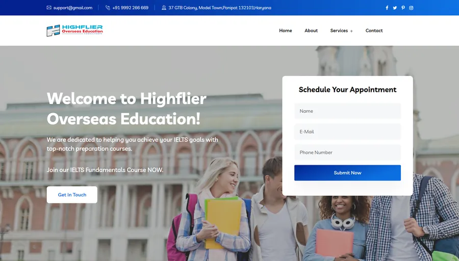 Highflier Overseas Education – Website project by Friendly Infotech