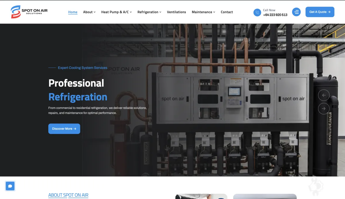Spot On Air website by Friendly Infotech