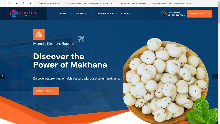 Kaartika Global – Website project by Friendly Infotech