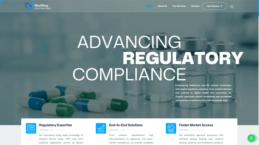 MediReg Solutions India website by Friendly Infotech