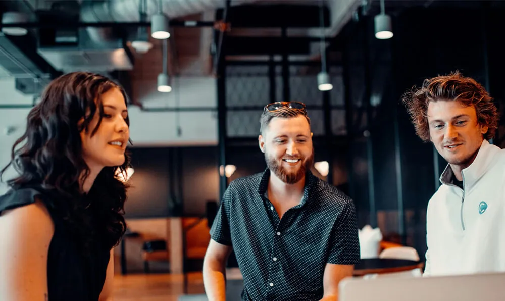 Designers discussing an app interface