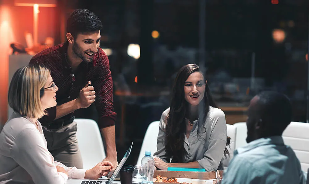 Social media team planning content